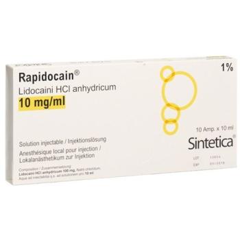 Rapidocaine 1% 100mg/10ml preservative free 10amp 10ml
