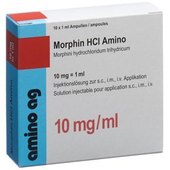 Morphin HCl Amino Inj Lös 10 mg/ml 10 Amp 1 ml