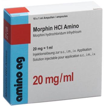 Morphin HCl Amino Inj Lös 20 mg/ml 10 Amp 1 ml