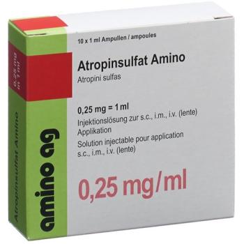 Atropine Sulfate Amino Inj Solu 0.25mg/ml 100amp 1ml