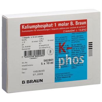 Potassium phosphate 1 molar B. Braun Inf Konz 10ml additional ampoule 5 pcs