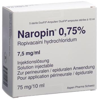 Naropin Inj L&ouml;s 0.75% 10ml Duofit ampoules 5 pcs