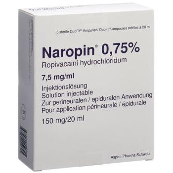 Naropin Inj L&ouml;s 0.75% 20ml Duofit ampoules 5 pcs