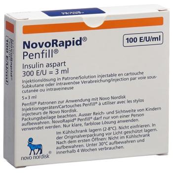 Insulin NovoRapid Penfill Inj Loes 5 cartridge 3ml