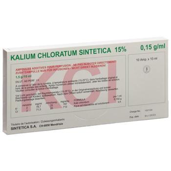 KCl 15% Sintetica Inf Loes 20 mmol/10ml 10 amp 10 ml