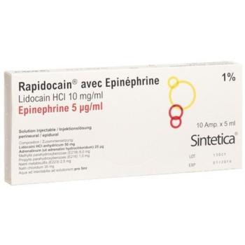 Rapidocaine 1% + Epinephrine 5mcg/ml Inj Loes 10amp 5ml