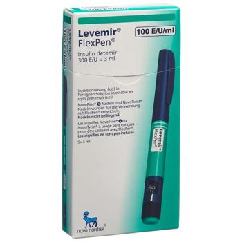 Insulin Levemir FlexPen Inj Loes 100 U/ml 5 Fertpen 3 ml