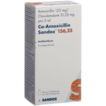 Co-Amoxicillin Sandoz Plv 156.25mg for Suspension Fl 100ml