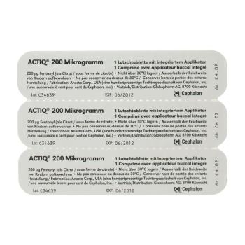 Actiq buccal tablets 200 mcg with integrated applicator 3 pcs