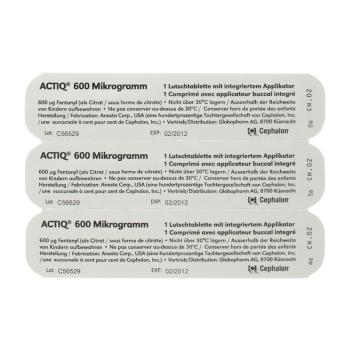 Actiq Buccaltabletten 600 mcg mit integriertem Applikator 3 Stk