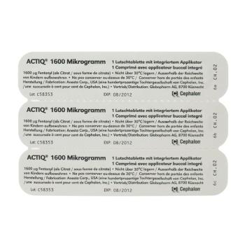 Actiq Buccaltabletten 1600 mcg mit integriertem Applikator 3 Stk