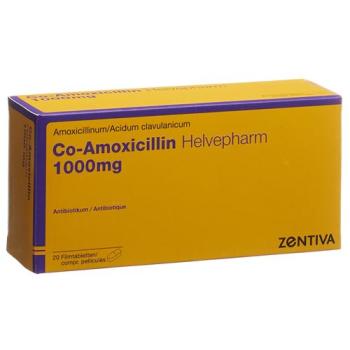 Co-Amoxicillin Helvepharm Filmtabl 1000 mg 20 pcs