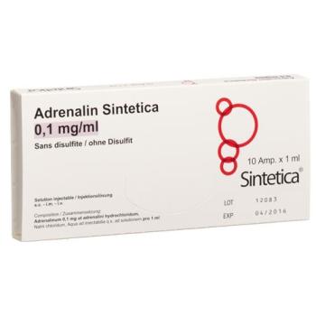Adrenaline Sintetica 0.1 mg/ml without Disulfite 1ml 10 Amp 1ml