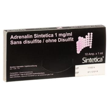 Adrenaline Sintetica 1mg/ml without disulfite 1ml 10 amp 1ml