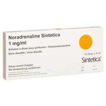 Noradrenaline Sintetica 4 mg/4ml without Disulfite 10 Amp 4 ml