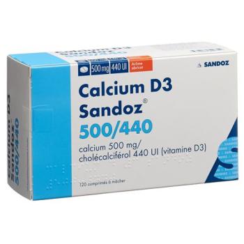 Calcium D3 Sandoz Kautabl 500/440 Apricot 120 pcs