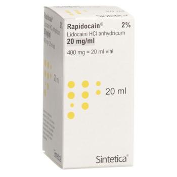 Rapidocain 2% Inj L&ouml;s 400 mg/20ml without preservatives vial