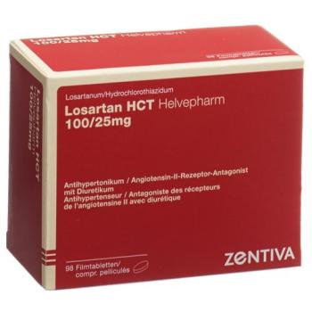 Losartan HCT Helvepharm Filmtabl 100/25mg 98 pcs