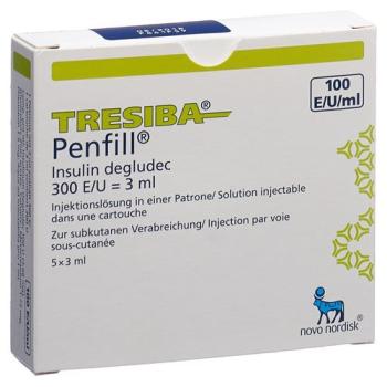 Tresiba Penfill Inj L&ouml;s 100 U/ml 5 cartridge 3 ml