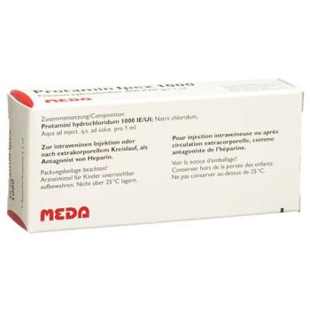 Protamin Ipex Inj L&ouml;s 1000 IU/ml paraben free amp 5 ml