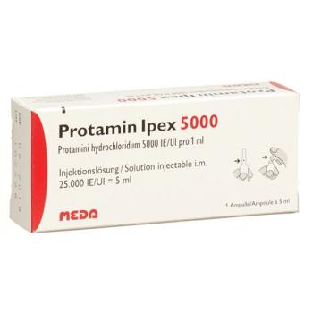 Protamin Ipex Inj L&ouml;s 5000 IU/ml paraben free amp 5 ml