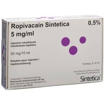 Ropivacaine Sintetica Inj L&ouml;s 5 mg/ml 10 ml ampoules 10 pcs