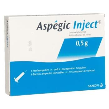 Asp&eacute;gic Inject Dry Sub 0.5 g cum Solvens Durchstf 6 pcs