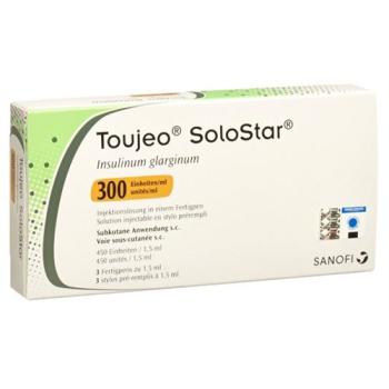 Toujeo SoloStar Inj L&ouml;s 300 U/ml Pen 3 x 1.5 ml