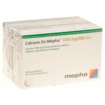 Calcium D3-Mepha effervescent tabletse 1200/800 2 x 20 pcs