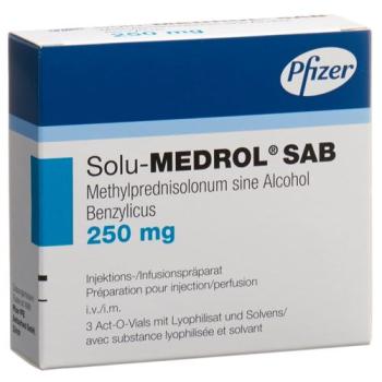 Solu-Medrol SAB Dry Sub 250 mg with Solvens Act O Vial 3 pcs