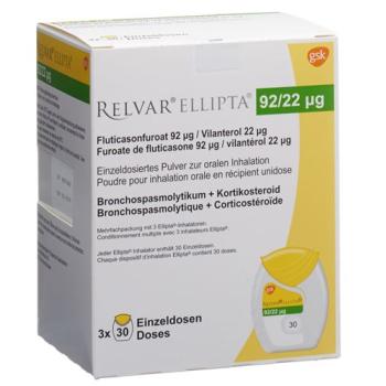 Relvar Ellipta Inh Plv 92mcg/22mcg 3 x 30 doses