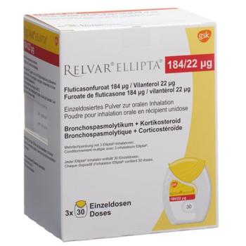 Relvar Ellipta Inh Plv 184mcg/22mcg 3 x 30 doses