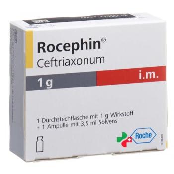 Rocephin dry sub 1 g i.m. with lidocaine penetration