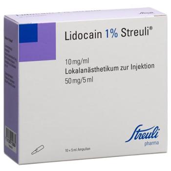 Lidocain Streuli 1% Inj L&ouml;s 50 mg/5ml (ampoules) 10 Amp 5 ml
