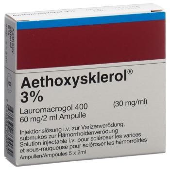 Aethoxysklerol Inj Loes 3% 5amp 2ml