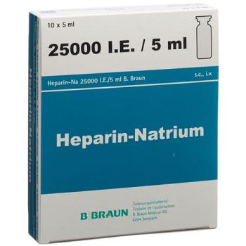 Heparin-Na B. Braun Inj L&ouml;s 25000 IU/5ml 10 Amp 5 ml