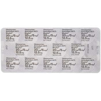 Olmesartan Amlodipine HCT Mepha Lactab 20mg/5mg/12.5mg 98 pcs