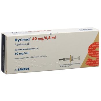 Hyrimoz Inj L&ouml;s 40 mg/0.8ml 2 Fertspr 0.8 ml