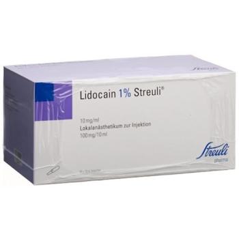 Lidocain Streuli 1% Inj L&ouml;s 100 mg/10ml (ampoules) 50 Amp 10 ml