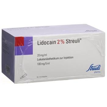 Lidocain Streuli 2% Inj L&ouml;s 100 mg/5ml (ampoules) 50 Amp 5 ml