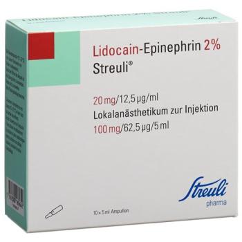 Lidocaine epinephrine Streuli 2% Inj L&ouml;s 100 mg/5ml (ampoules) 10
