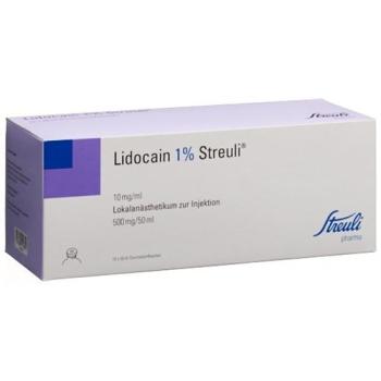 Lidocain Streuli 1% Inj L&ouml;s 500 mg/50ml (vials) 10