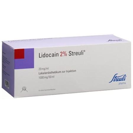 Lidocain Streuli 2% Inj L&ouml;s 1 g/50ml (vials) 10 Dur - PrimeCare Global