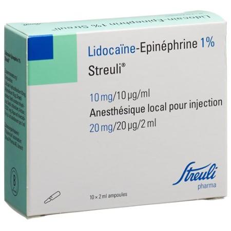 Lidocaine epinephrine Streuli 1% Inj L&ouml;s 20 mg/2ml (ampoules) 10 A - PrimeCare Global