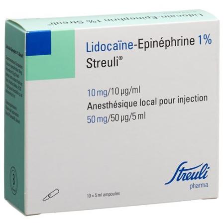 Lidocaine epinephrine Streuli 1% Inj L&ouml;s 50 mg/5ml (ampoules) 10 A - PrimeCare Global