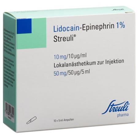 Lidocaine epinephrine Streuli 1% Inj L&ouml;s 50 mg/5ml (ampoules) 10 A - PrimeCare Global