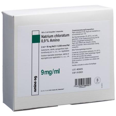 NaCl Amino Inj L&ouml;s 0.9% 2ml ampoules 100 pcs - PrimeCare Global