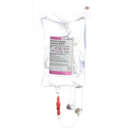 NaCl Bichsel Inf L&ouml;s 0.9% 500ml bag with cutlery - PrimeCare Global