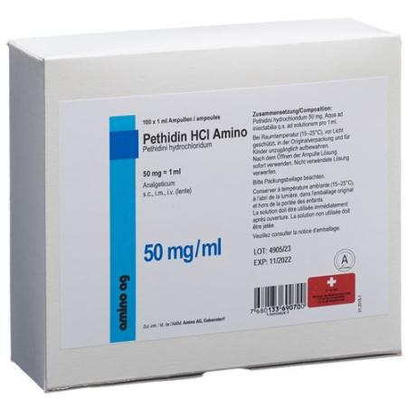 Pethidin HCL Amino 50 mg/ml 100 Ampullen 1 ml - PrimeCare Global