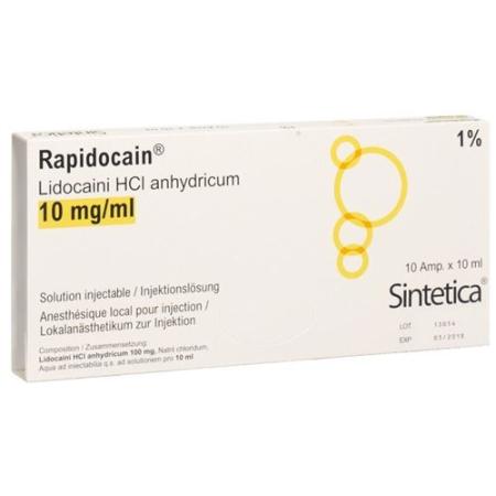 Rapidocaine 1% 100mg/10ml preservative free 10amp 10ml - PrimeCare Global